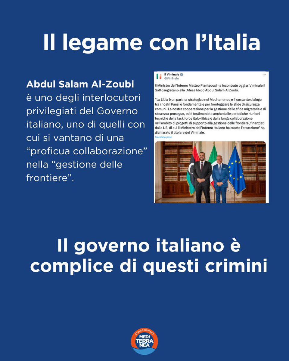 la nostra inchiesta, che è diventata un esposto alla Procura della Repubblica di #Trapani e una denuncia alla Corte penale internazionale <a href="/IntlCrimCourt/">Int'l Criminal Court</a>. Questa volta abbiamo le prove 👇🏾

mediterranearescue.org/it/news/i-mili…  #Libia 2/2