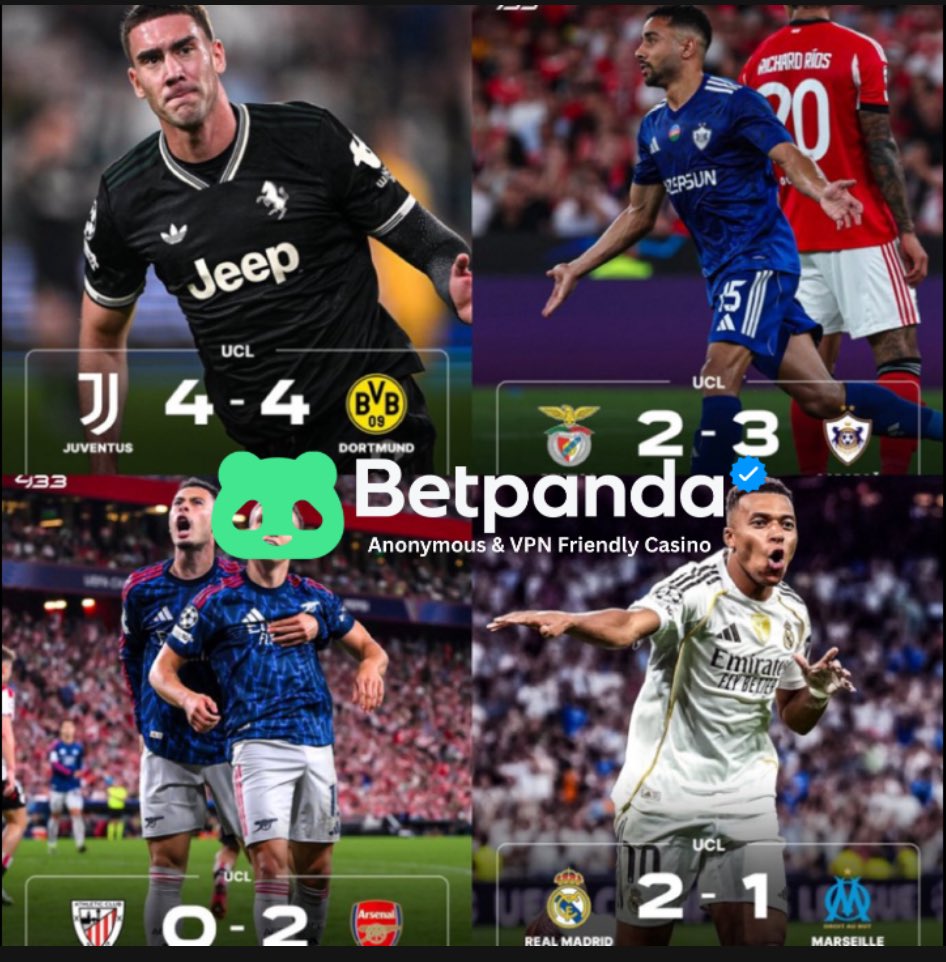 First Dat of UEFA Champions league didn't disappoint, Here are all the goals🔥🔥. 

As Vlahovic, Mbappe and Martinelli shine. 

A thread 🪡 🧵 #RMAOM