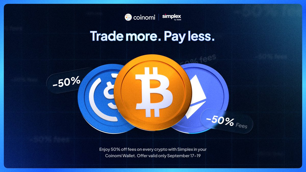 CoinomiWallet's tweet image. 🚀 BUY MORE, PAY LESS, 50% OFF FEES WITH @SIMPLEXCC 🚀

Get 50% off crypto buys in-app. Stack sats, start now 

Limited time 👉 coinomi.com/en/buy/simplex/ 
 
*This offer does not apply to UK residents.*
