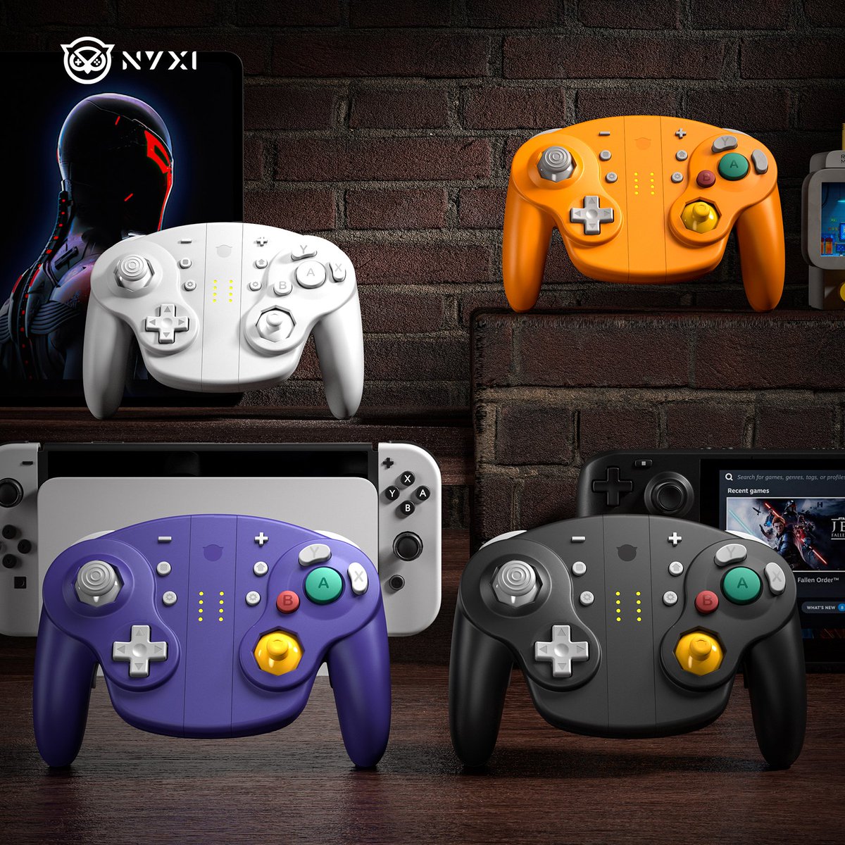 NyxiGaming's tweet photo. For the hands that need comfort and the hearts that miss GameCube magic. ❤️The NYXI Wizard 2 is here in four stunning colors—no drift, no compromises, just smooth gameplay for every gamer!

#NYXIWIZARD2 #GAMECUBE #RetroGaming #NintendoSwitchOLED #gamingsetup #SUPERMARIOSUNSHINE #NintendoSwitch2 #nintendofan #ComfortFirst #NoDrift #SwitchGaming #retrofeels #GameCubeVibes #KIRBY