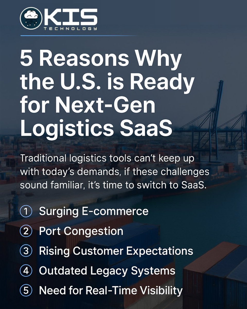 technologykis's tweet image. The U.S. is ready for next-gen logistics 
AI, real-time visibility &amp;amp; SaaS are redefining speed &amp;amp; resilience. 
#Logistics #SupplyChain #SaaS #Innovation