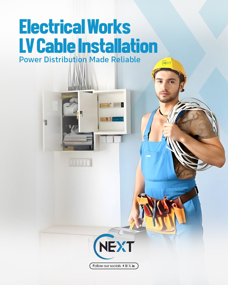 cnextsa's tweet image. Reliable power starts with precise LV cable installation.
Cnext ensures safe, efficient distribution every time. 
#ElectricalWorks #Cnext #ReliablePower