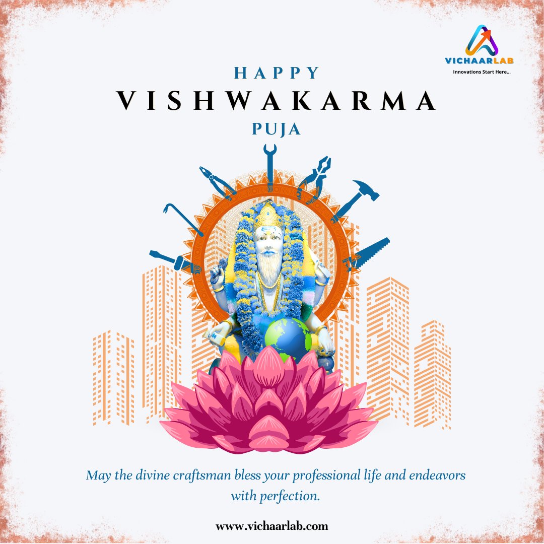 vichaarlab's tweet photo. 🛠️📷 Celebrating the Creator of Tools &amp; Technology! This Biswakarma Puja, let’s build stronger foundations for innovation and growth.  Wishing you a prosperous Biswakarma Puja from Team VichaarLab! #BiswakarmaPuja #biswakarma_puja #HappyVishwakarmaPuja https://t.co/X0KKyNLp2K