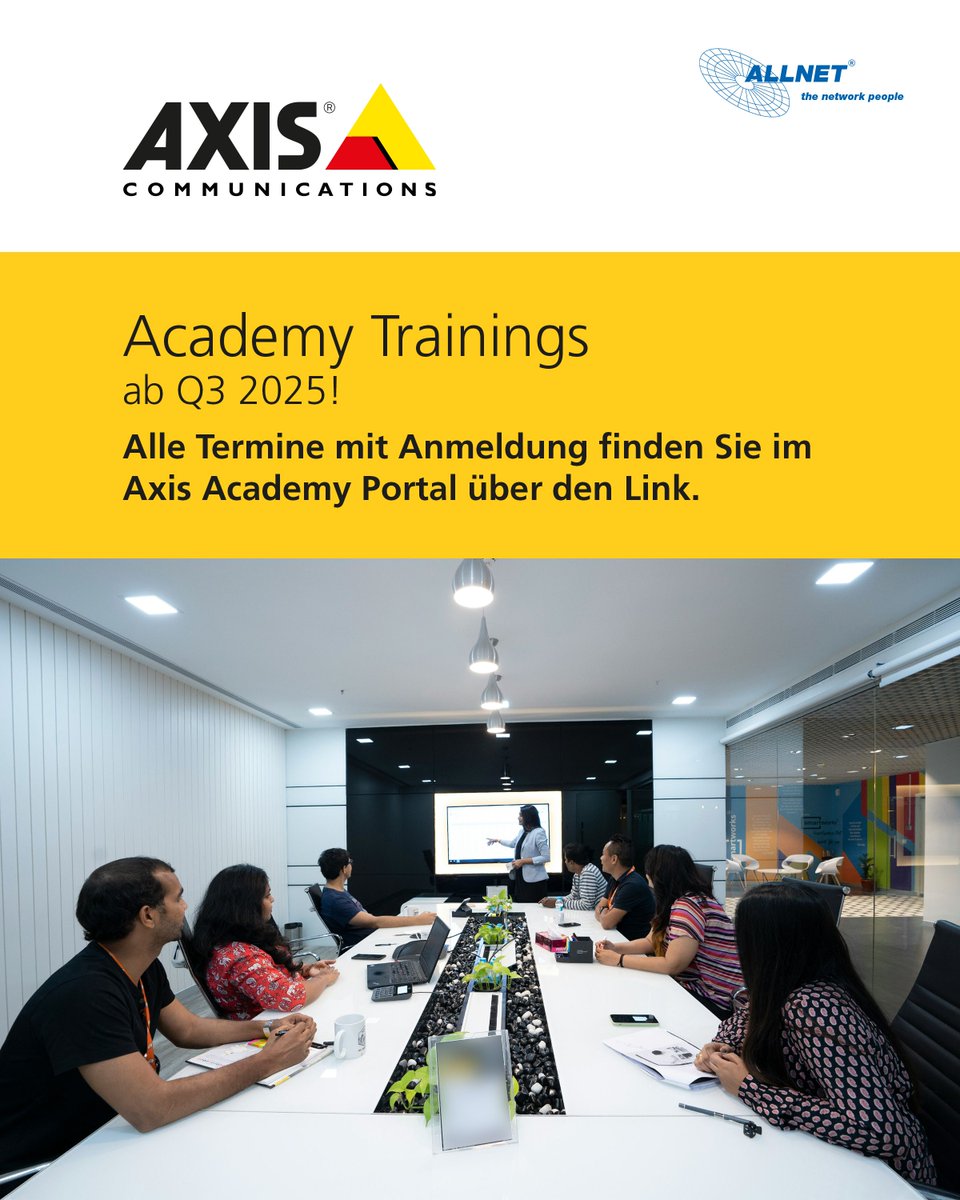 ALLNET (@allnetgmbh) on Twitter photo Sichern Sie sich jetzt schon Ihren Platz in den aktuellen <a href="/Axis_DACH/">Axis Communications</a> Academy Trainings! Alle Webinare und Schulungstermine, sowie die Möglichkeit zur Anmeldung finden Sie im AXIS Academy Portal:
➡️ bit.ly/4fukjAX Sichern Sie sich jetzt schon Ihren Platz in den aktuellen <a href="/Axis_DACH/">Axis Communications</a> Academy Trainings! Alle Webinare und Schulungstermine, sowie die Möglichkeit zur Anmeldung finden Sie im AXIS Academy Portal:
➡️ bit.ly/4fukjAX