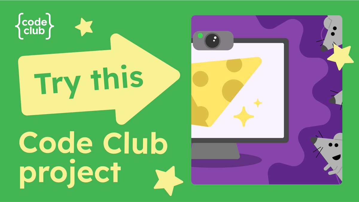 CodeClub's tweet image. Our Chomp the cheese Code Club project is the perfect first step into the world of AI.
Your creators will learn to use facial recognition tools to make an exciting cheese chomping game they can interact with 🧀
Give it a go on #NationalCodingWeek 👉🏼 rpf.io/chomp-the-chee…