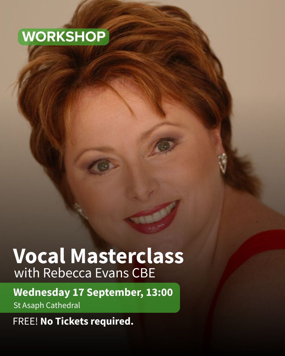 nwimf's tweet photo. 🎶 Vocal Masterclass with Rebecca Evans CBE 🌟 A free chance to learn from the world-renowned soprano— inspiring for young singers & fascinating for all. Experience music-making at its very best! 🙌 #RebeccaEvans #VocalMasterclass #InspiringSingers #FreeMusicEvent https://t.co/4MykDUO5oN