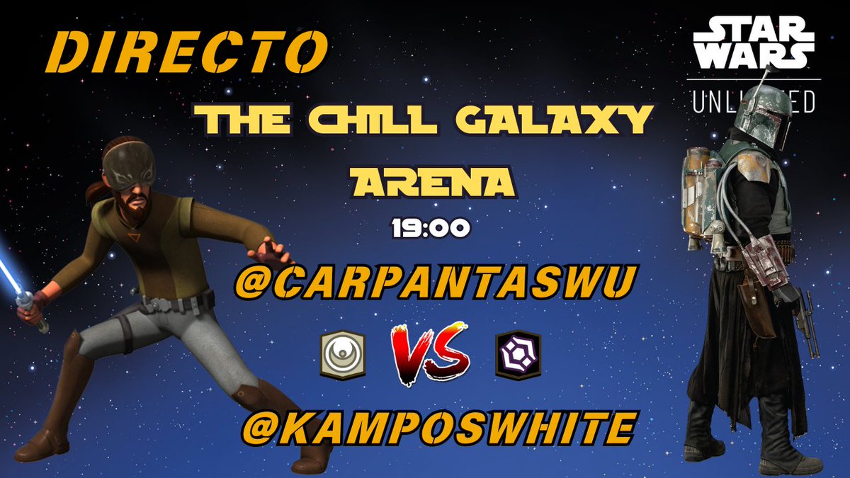 Hoy a las 19:00 en mi canal de YouTube tenemos el primer enfrentamiento de la ronda 3.
CarpantaSWU se enfrenta a <a href="/KamposWhite/">Campos®</a> 
Quien pierda, está fuera del torneo
#StarWarsUnlimited