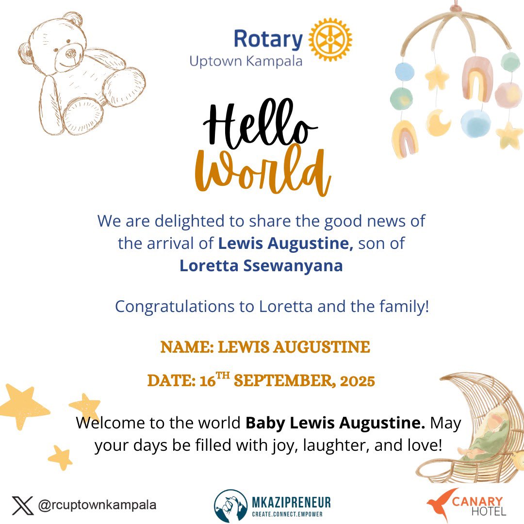 rcuptownkampala's tweet image. Huge congrats to our amazing Rotarian Loretta on the arrival of your baby boy! 🎉👶💕 

Wishing you joy, love &amp;amp; hopefully some sleep! 

Blessings to you &amp;amp; your new addition ! 🙏 #RotaryFamily