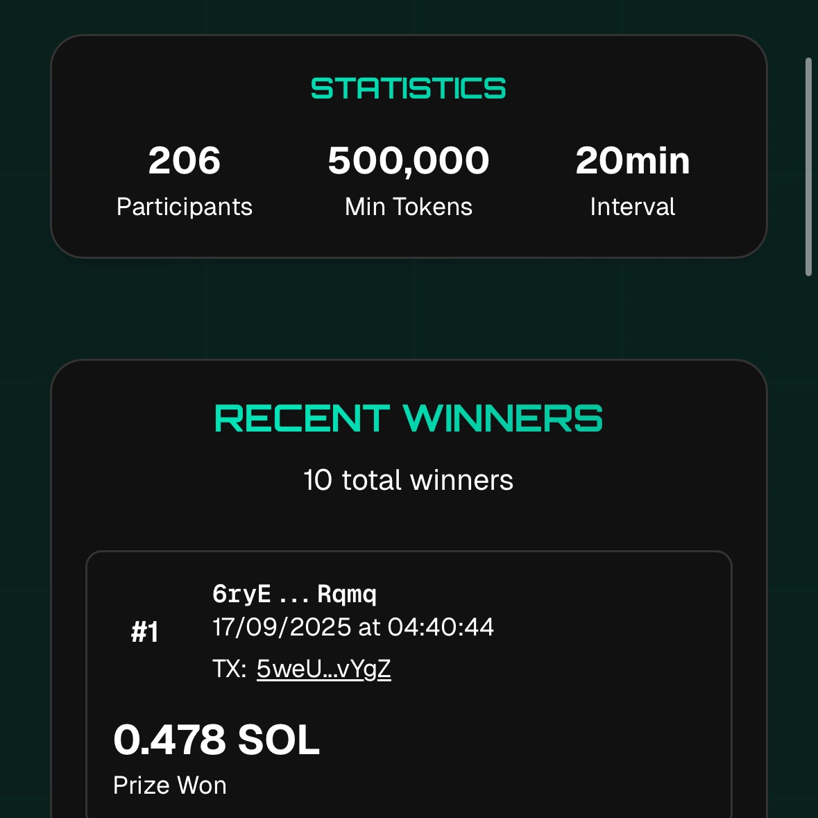 Next winner  🏆

Congrats 

solscan.io/tx/5weU5CjzstR…