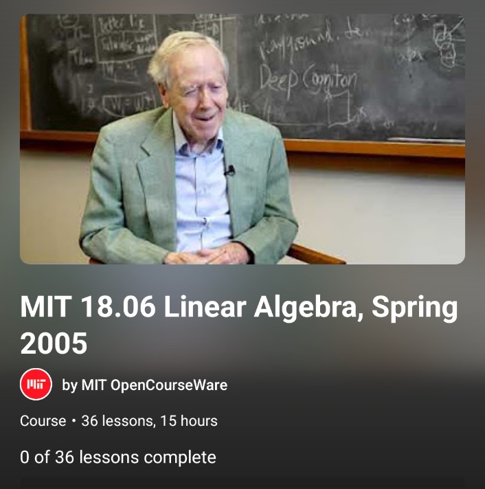 probnstat's tweet image. Linear Algebra playlist by the one and only Prof. Gilbert Strang

youtube.com/playlist?list=…