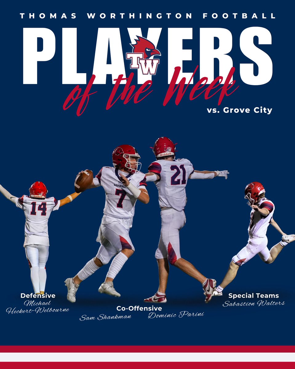 Congratulations to the players of the week in our victory against Grove City!
