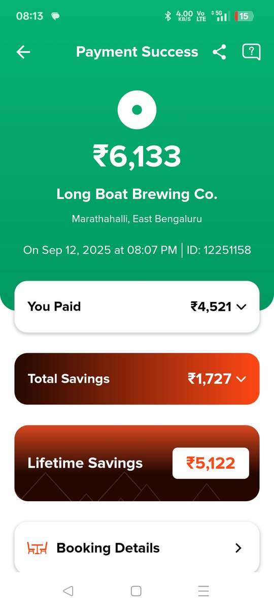 travel_vb's tweet photo. Saved big last night at Long Boat Brewing Co. 🍻
💸 Bill: ₹6,133
🍺 Paid only: ₹4,521
🔥 Saved ₹1,727 in one night at Long Boat Brewing Co., Bengaluru!

Thanks to @eazydiner + #AxisHorizon 🥂

Why pay full when you can dine smart? 😉
#Bangalore #Foodie #DiningHacks #SmartMoney
#Nammabangalore #BangloreFoddies