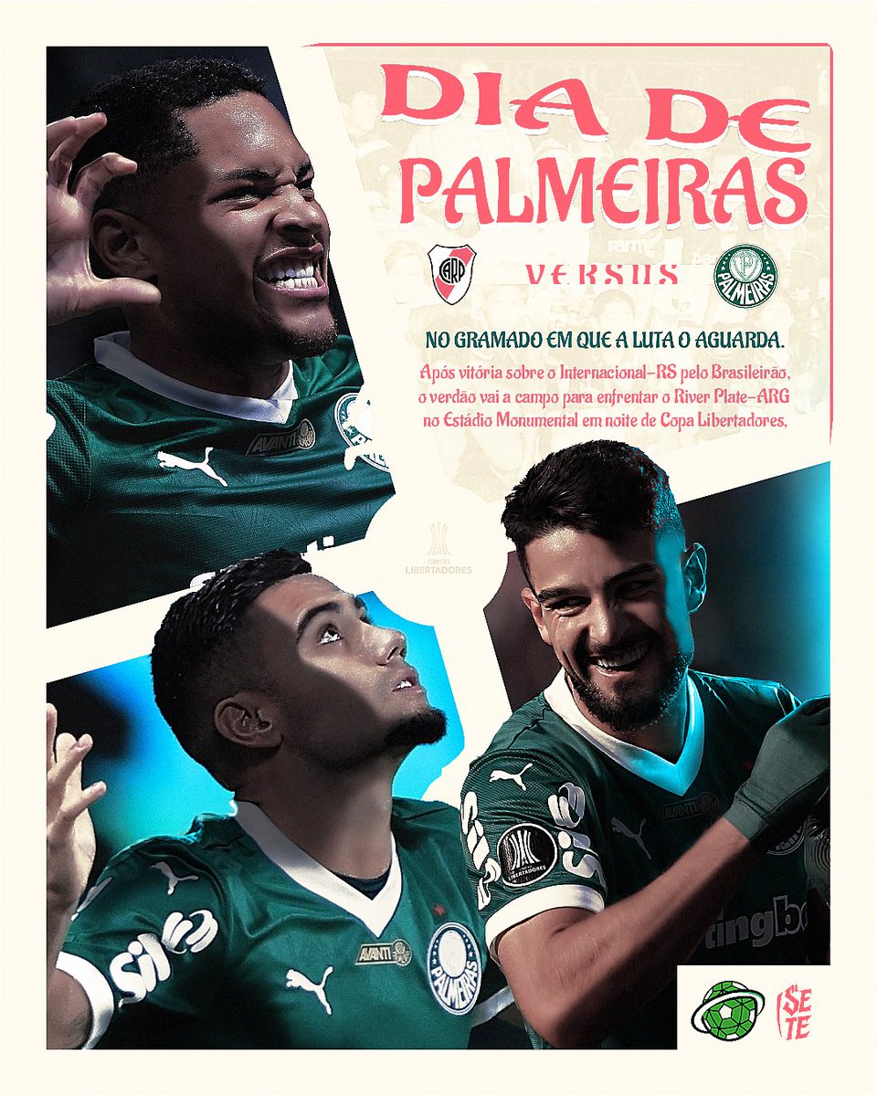 DIA DE PALMEIRAS! 

PALMEIRAS X RIVER PLATE 
🏆 Copa Libertadores 

🎨 Arte feita pelo brabo <a href="/setegfx/">mano 7</a>