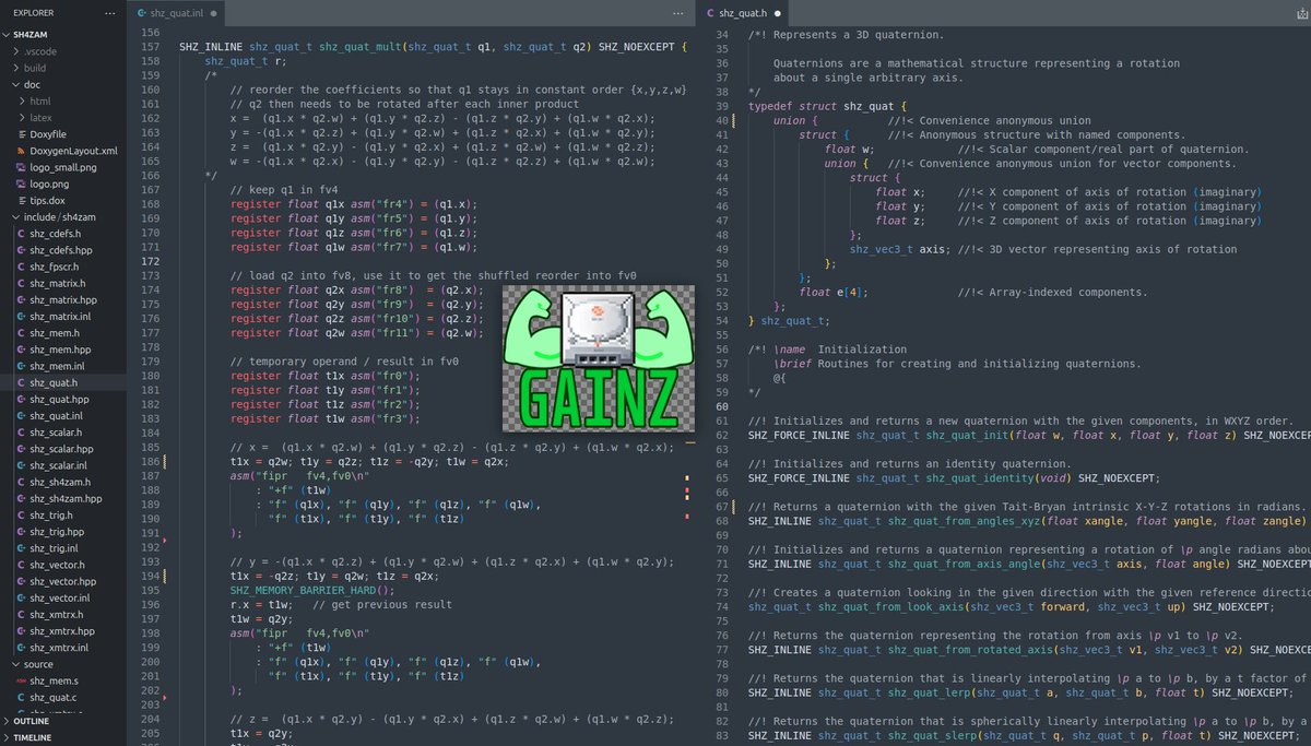 It's pretty interesting that even though the Sega Dreamcast's SH4 CPU was only meant to accelerate 3D vector and matrix operations, you can still (ab)use the FPU in various ways to still get some level of acceleration out of quaternion math.

The function on the left is the