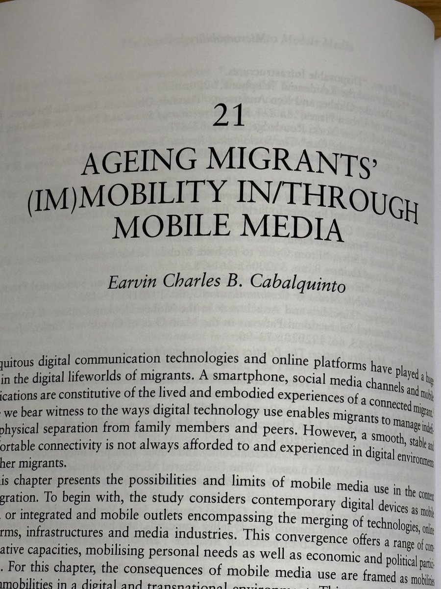 OUT NOW! It is published in the Routledge Compasion to Mobile Media (2nd edition), edited by Prof Gerard Goggin  and Prof Larissa Hjorth. My work unpacks the mediated mobilities and immobilities navigated by older Filipino Australians during the pandemic.👇👇👇🥂🍾💯