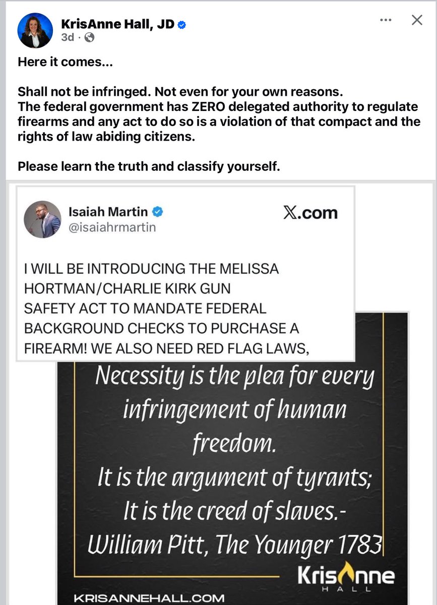 JoOlson74683375's tweet image. ⁦@isaiahrmartin⁩ #FYI #2A #ShallNOT Do not name such an atrocity after #CharlieKirk he would be appalled at any attack on our #freedom