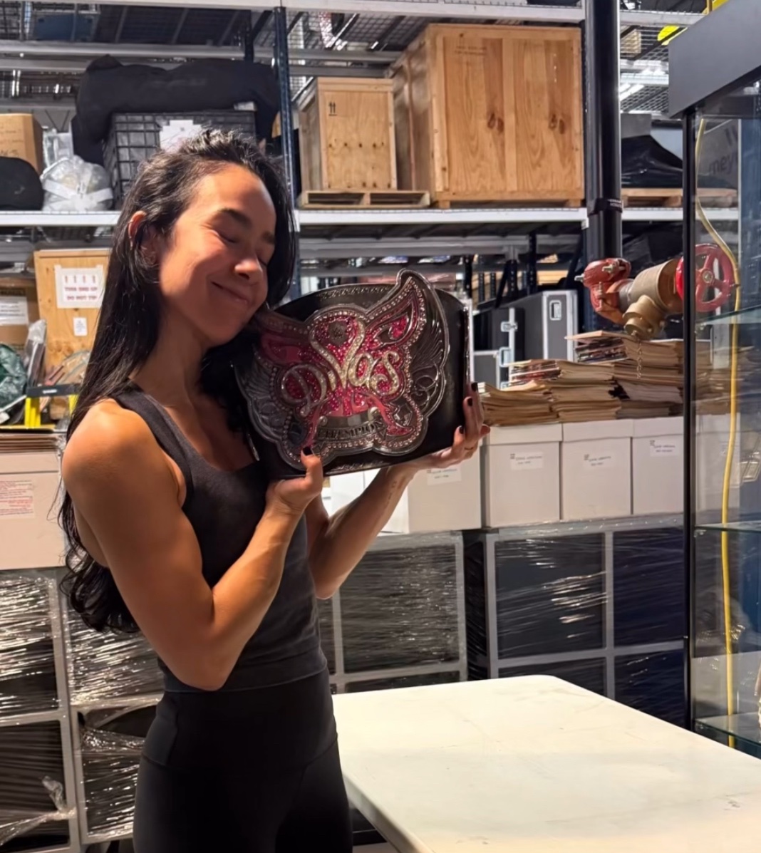 AJ Lee reunited with the Divas title 🦋