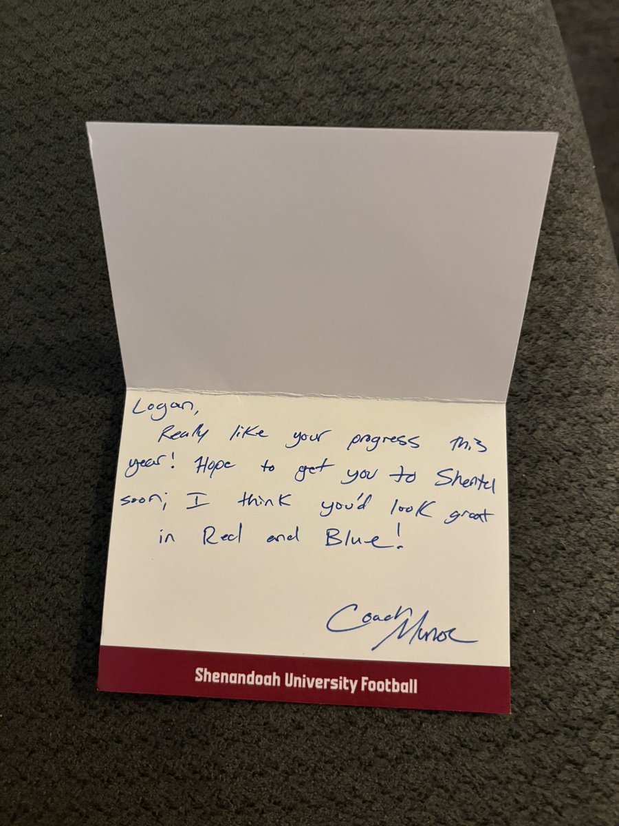 Thank you <a href="/SUhornetsFB/">Shenandoah Football</a> for the letter in the mail today can’t wait to get on campus for a game day on October 4th!