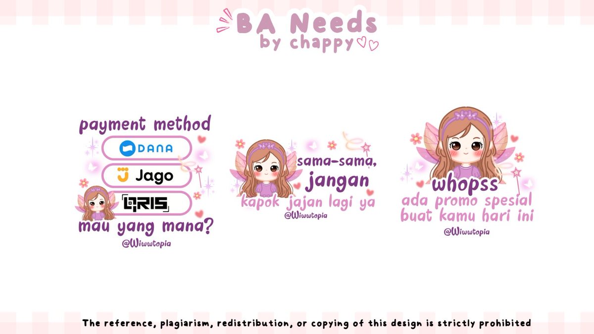 haloo, aku selalu open yang untuk sticker WA custom &amp; Watermark custom, PL : linktr.ee/chappy.artwork 
jangan takut custom di aku yaa, ada list pengerjaan jadi bisa tracking ya untuk progress nya <3  #zonauang