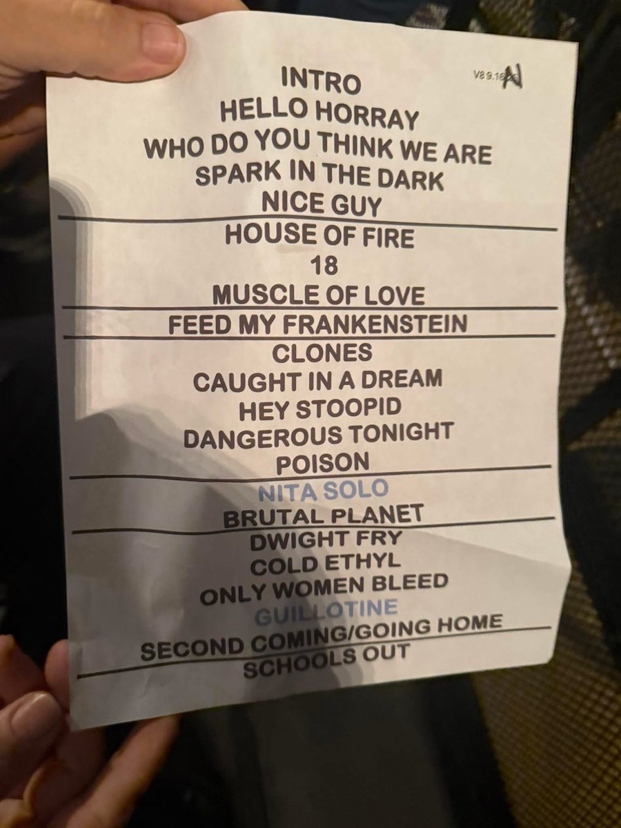 Alice Cooper’s set list tonight!
Mississippi Coast Coliseum, Biloxi, MS, USA 
Sept. 16th 2025

Lots of rarities!

Set list pic sent in by my buddy CG. Thanks C!