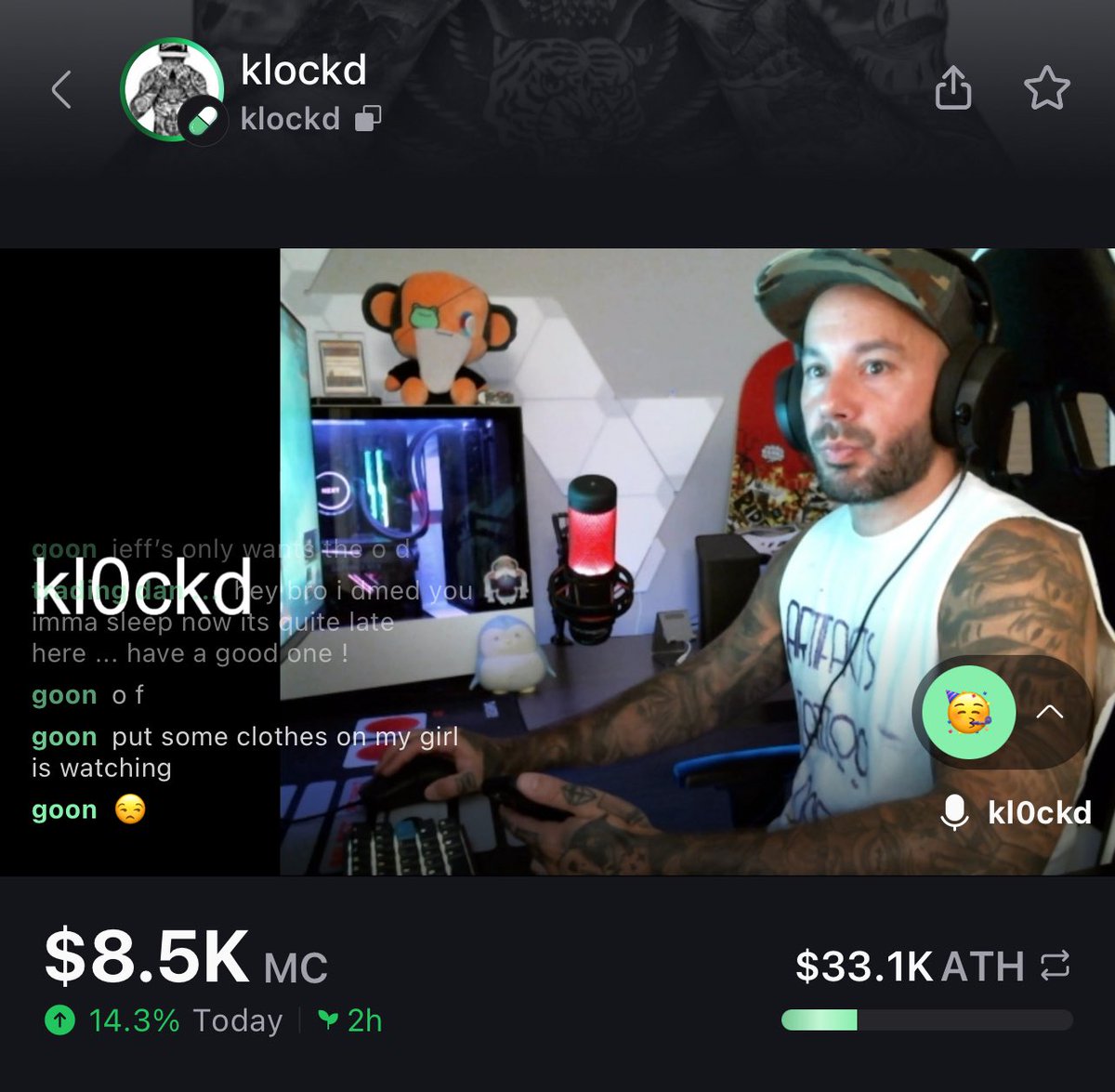 Ayo shout out to <a href="/a1lon9/">alon</a> &amp; <a href="/pumpdotfun/">pump.fun</a> had an awesome first stream! 

Excited to continue streaming here &amp; pushing $klockd 

CA - B8u5E2aDrYJH3L8n5TovdkKfRyLxEMFcatEAqMgCpump