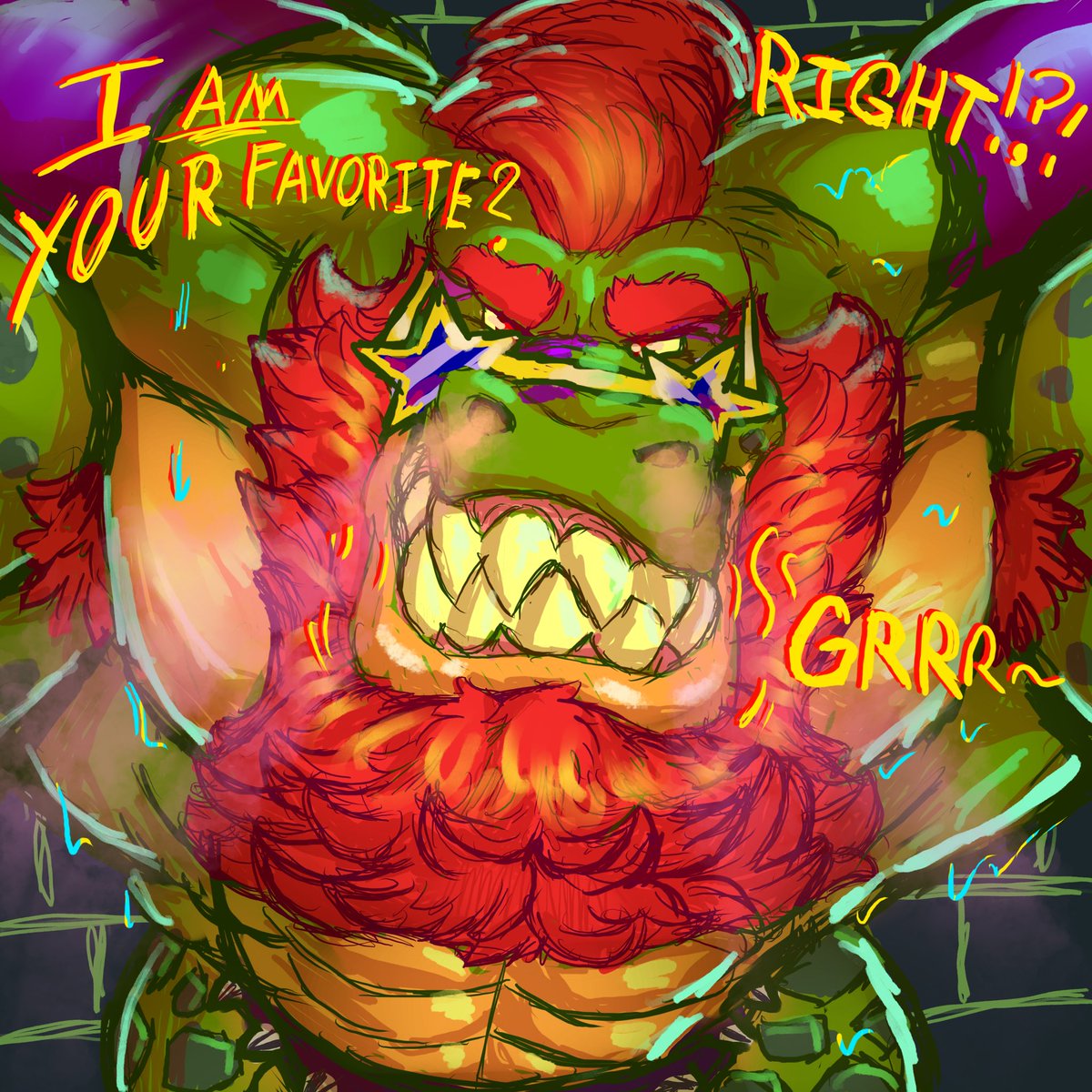 This bearded Monty has backed you into a wall &amp; nowhere to go.

“What’s up superstar?! I am your favorite right!?!”

Their teeth grit together as they let out a very audible growl in your ear.

Fun FNAF drawing after listening to the new Monty song from Living tombstone.

2 vers.