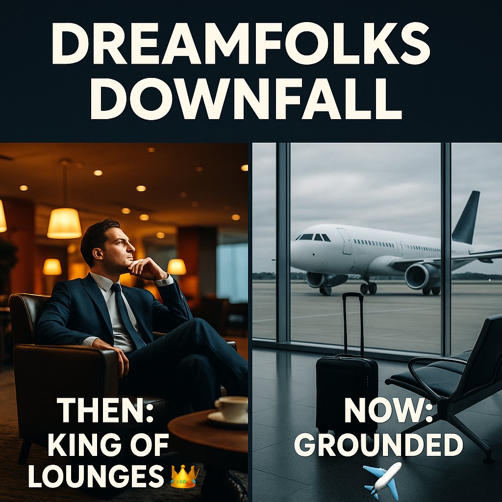 InvestmentVeda's tweet image. 1/🚨 DreamFolks Downfall: The rise &amp;amp; sudden crash of India’s airport lounge king.

From monopoly → meltdown in just months.

Here’s how the middleman of lounges lost its throne. 🧵👇