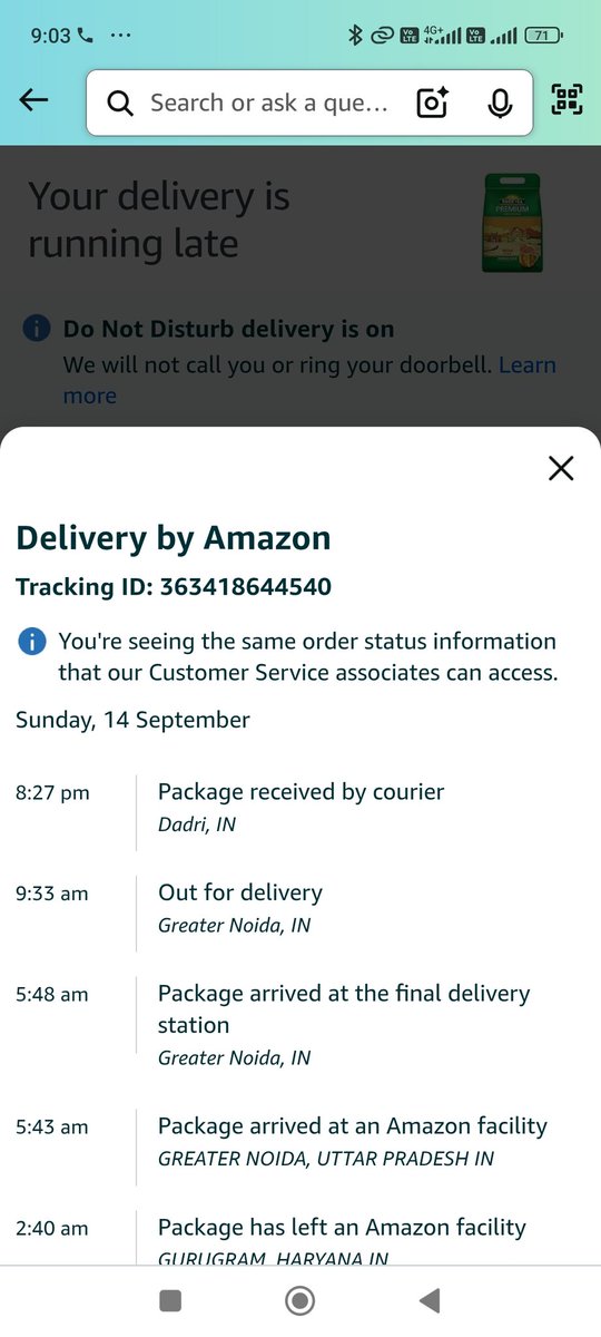 justofficialAsh's tweet photo. @amazonIN @AmazonHelp 14 सितम्बर को मुझे आर्डर प्राप्त होना था और आज 17 हो गयी लेकिन आर्डर का कुछ पता नही, डिलीवरी बॉय का भी नम्बर प्राप्त नही जिससे उससे बात कर सके। क्या यही सर्विस अमेज़ॉन की है ? ग्राहक का कोई ख्याल नही ? https://t.co/WNR7AqQMhR