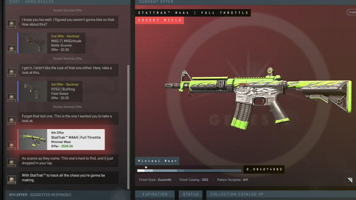 🚨ATTENTION 🚨

If you use a Sealed Genesis Terminal, PLEASE send images of the price of items with their float as below. Feel free to do many reports!

I will attempt to reverse engineer pricing for <a href="/csroireal/">CSROI</a> 

1 random report wins 100x fracture case in 10 days.