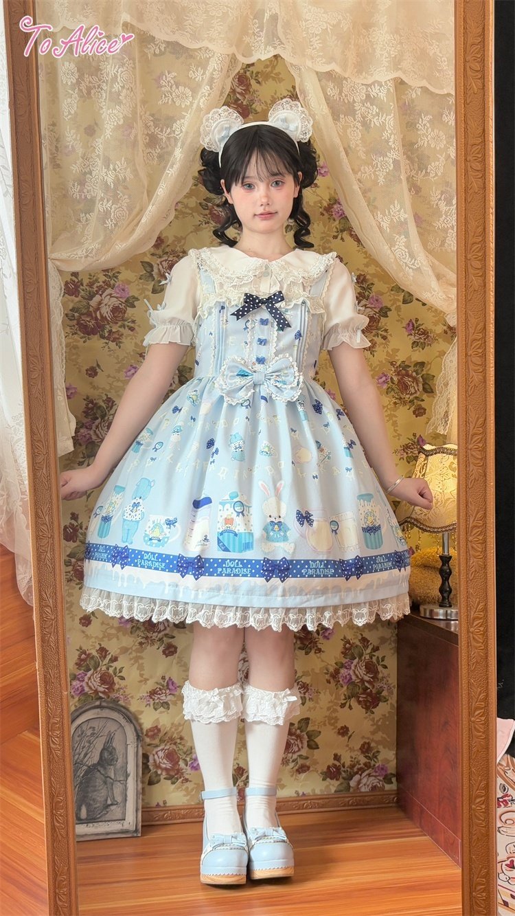 ToAlice BlueButterflyジャンパースカート Mサイズ ロリータ 17490円 ファッション ToAlice BlueButterflyジャンパースカート