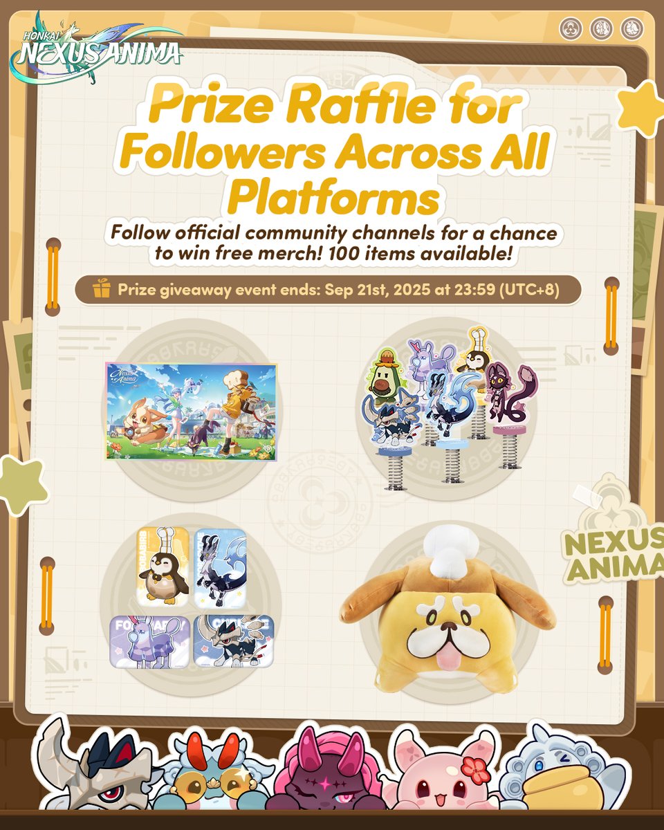 🎉#HonkaiNexusAnima #NexusBondTest Now Live!

▼ Follow our official accounts for a chance to get free merch! 100 items available!
· YouTube: hoyo.link/8R1Rt6oSX
· Instagram: instagram.com/honkaina
· TikTok: hoyo.link/gK7U3iIyy
· Facebook: facebook.com/HonkaiNA/
·