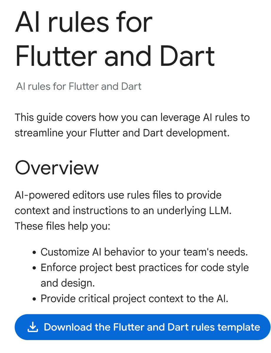 The Flutter team published a context template for Cursor, Gemini and so on
