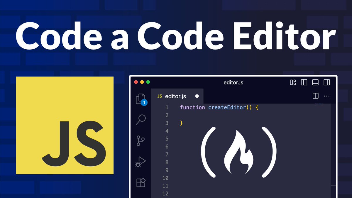 freeCodeCamp's tweet image. Code editors enable you to write, execute, and test your code. But what if you could build your own editor?
In this course, you'll create a browser-based code editor with live preview functionality and essential development features.
You'll implement keyboard shortcuts and code…