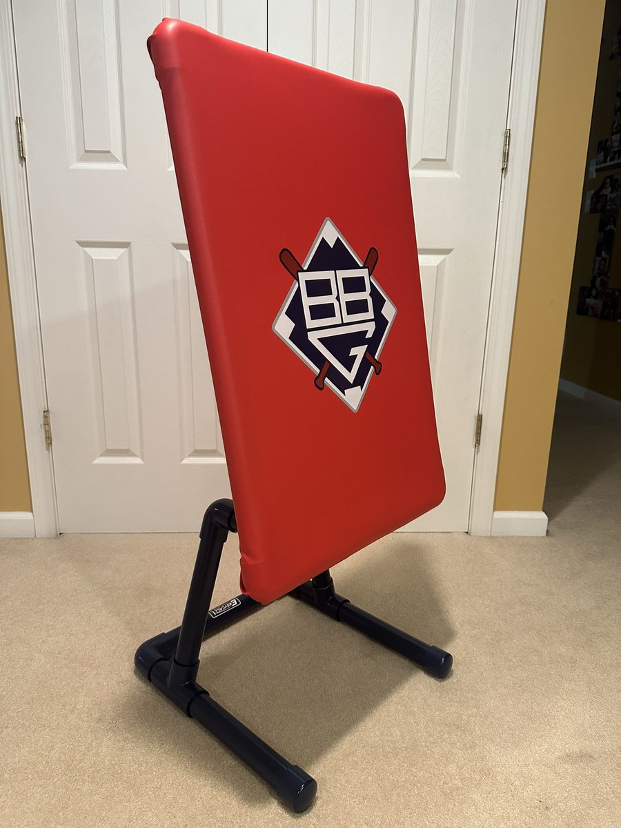 EasyCallKZone's tweet photo. Red strike zone with navy blue base and a custom decal #easycall #wiffleball #blitzball https://t.co/qZH4P9vC6k