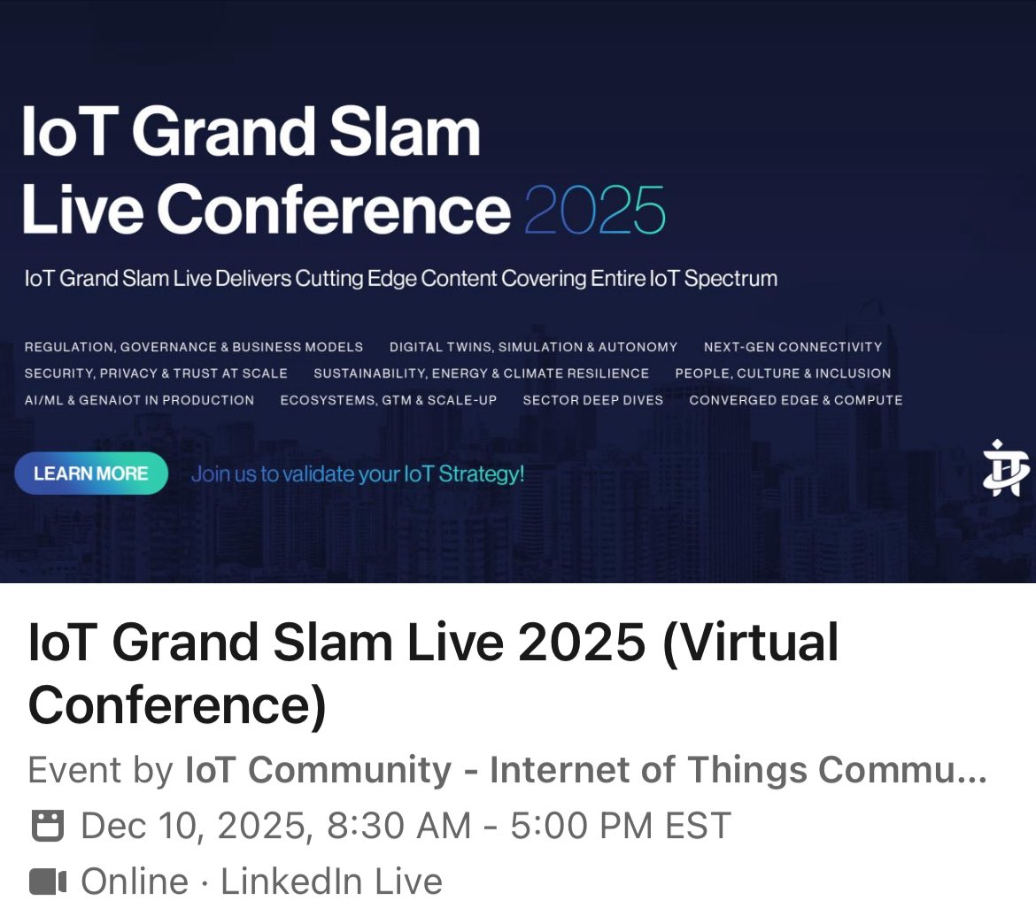 KirkDBorne's tweet image. 🚀Big announcement from @IoTCommunity @IoTslam @IoTchannel …

🌟IoT Grand Slam Live 2025🌟

linkedin.com/posts/iot-comm…
—————
#IoT #IIoT #Edge #AI #EdgeComputing #EdgeAI #AIoT