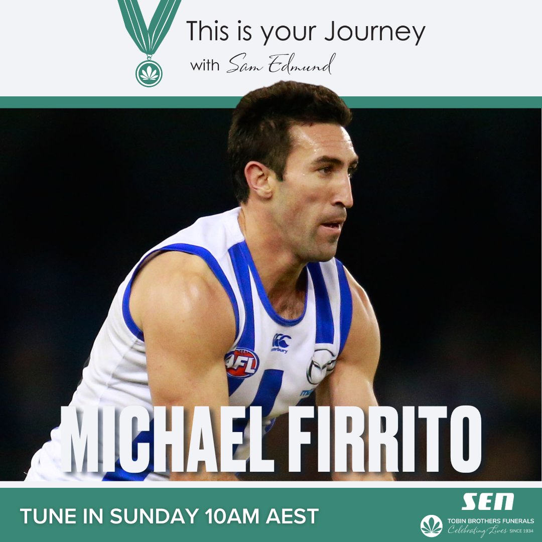 This Is Your Journey (@tiy_journey) on Twitter photo SUNDAY | <a href="/Sammy__Edmund/">Sam Edmund</a> is joined by former <a href="/NMFCOfficial/">North Melbourne FC</a> star Michael Firrito!
Thanks to <a href="/tobinbrothers/">James MacLeod OAM</a> - Celebrating Lives.
Tune in from 10am AEST! SUNDAY | <a href="/Sammy__Edmund/">Sam Edmund</a> is joined by former <a href="/NMFCOfficial/">North Melbourne FC</a> star Michael Firrito!
Thanks to <a href="/tobinbrothers/">James MacLeod OAM</a> - Celebrating Lives.
Tune in from 10am AEST!