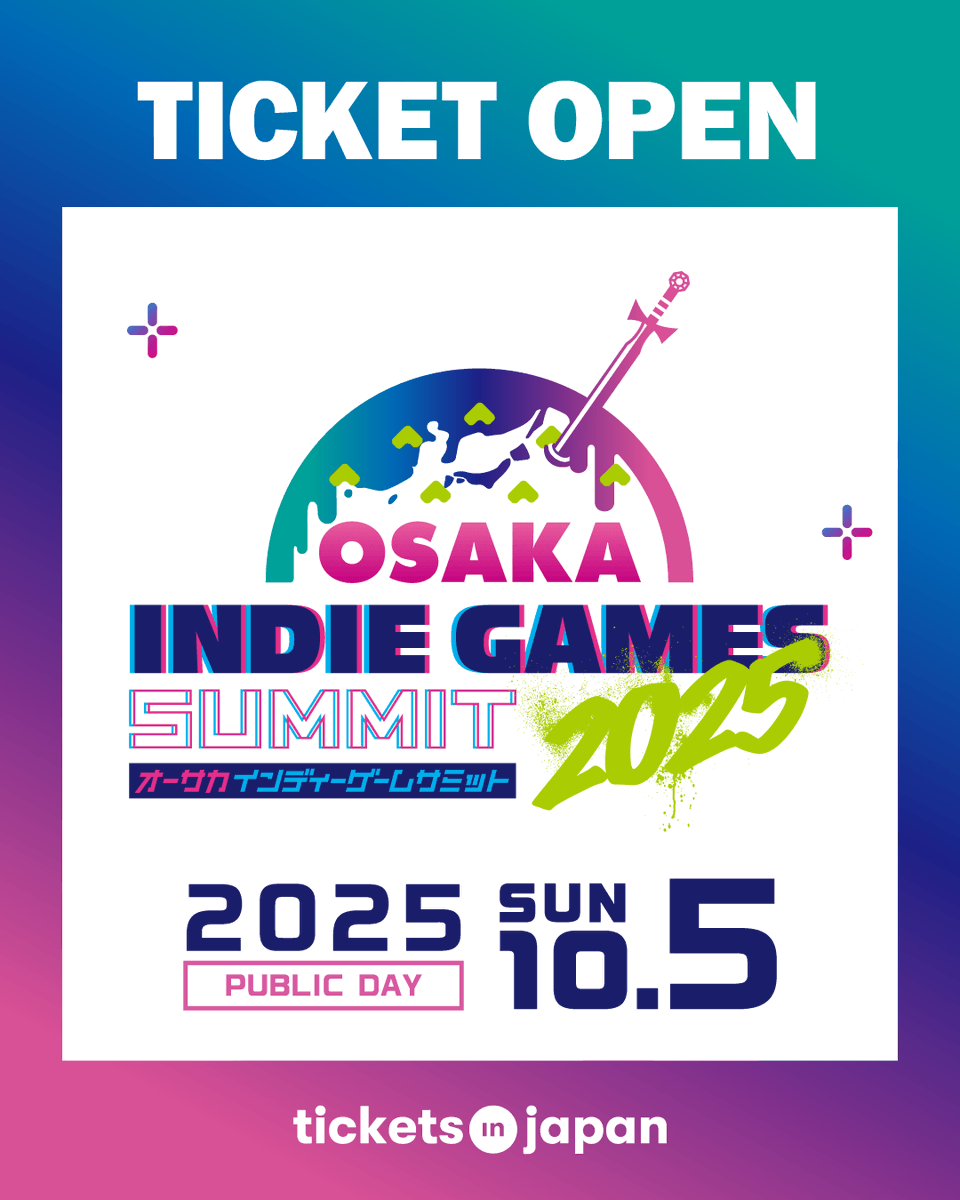 TicketsinJapan's tweet photo. 🎮 公告！
 Tickets in Japan 開始販售 OSAKA INDIE GAMES SUMMIT 2025 公開日 門票！

全新獨立遊戲 💡
創作者舞台活動 🎤
限定體驗機會 ✨

👾 遊戲愛好者千萬別錯過！
👉 立即購票: https://t.co/4K16QwjZFj

#OIGS2025 #獨立遊戲 #大阪 https://t.co/Nk7o8q2Ae2