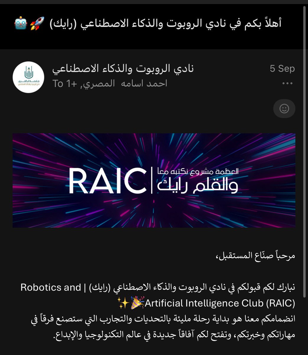 ILoollaa's tweet photo. الحمدلله 🙏
صرت جزء من نادي الروبوت والذكاء الاصطناعي (RAIC) 🎉
مع فريق إدارة الفعاليات والأنشطة 
جاهزة أخوض تحديات جديدة وأصنع لحظات ما تنسى باذن الله ✨

@RAIC_UQU https://t.co/CP7uR9VSfT