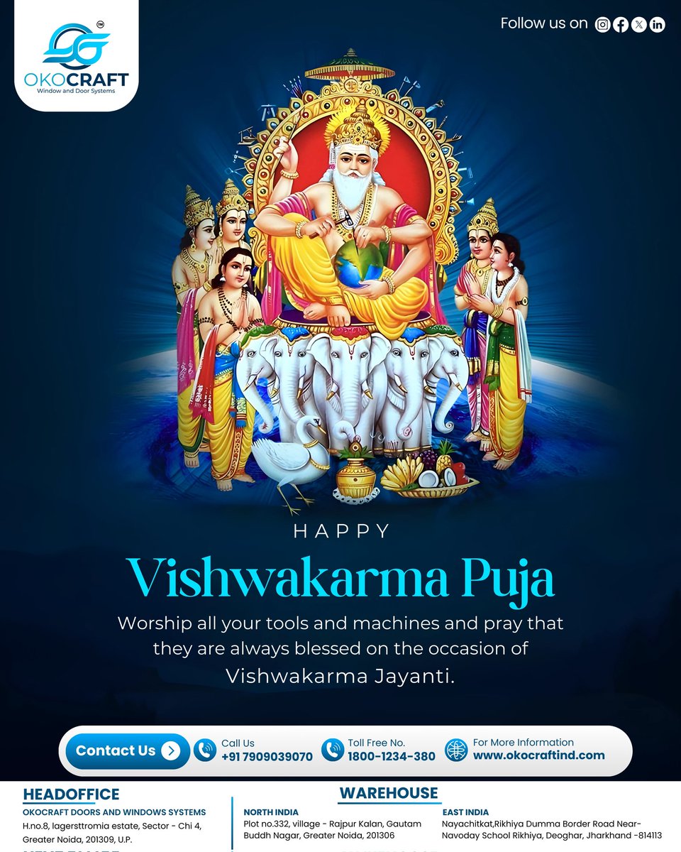 oko_craft's tweet image. May God shower his choicest blessings upon you and your family 🙏🏻

Happy Vishwakarma Jayanti 😇

🛠️ Crafted for Comfort. Built for Life.
📍 Serving All Across India | 📞 1800-1234-380
🌐 okocraftind.com

#OkoCraft #WindowGoals #CustomWindows #uPVCDoors #HomeStyleMatters