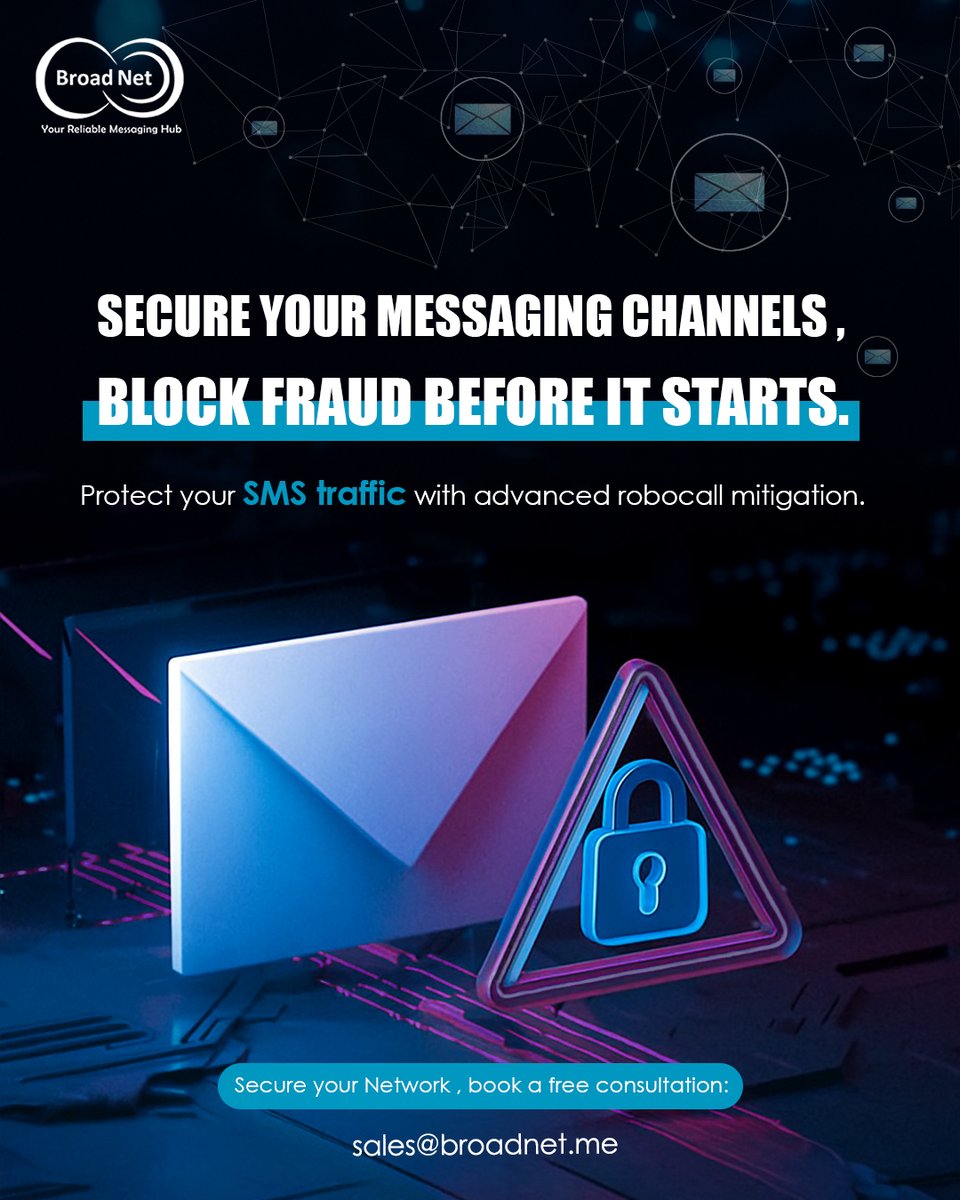 broad_net's tweet image. Keep your messaging secure. Stop fraud before it starts.
With our advanced robocall mitigation, your SMS traffic stays protected and your network stays safe.
Book your free consultation today: sales@broadnet.me 
#MessagingSecurity #FraudPrevention #RobocallMitigation #SMSSecurity