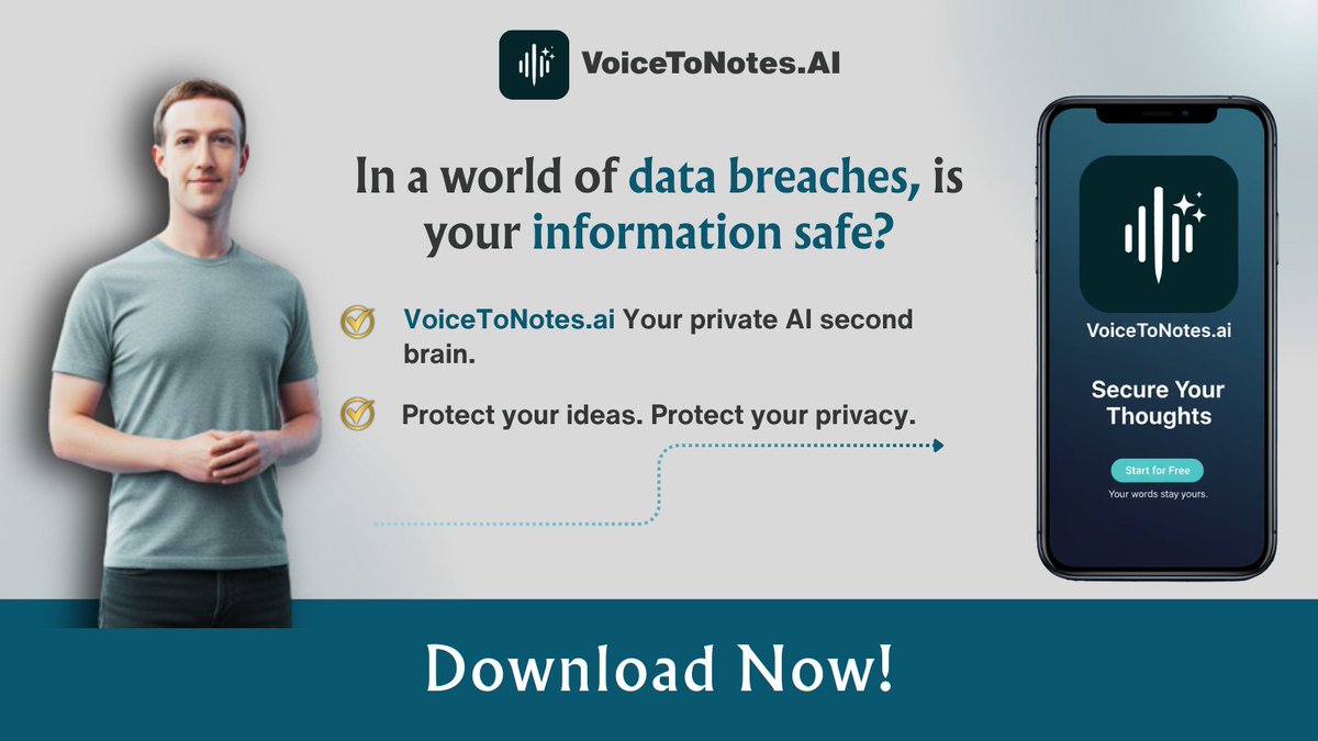 voicetonotes's tweet photo. Protect your ideas. Protect your privacy.
Your thoughts deserve speed. Say it. Save it. Done. The future of notetaking #VoiceToNotesai #voicetotext #ai #artificalintelligence #iPhone17Pro
#smartworks #TVKVettriMaanad #TheIdol https://t.co/6LjB0xOYnl