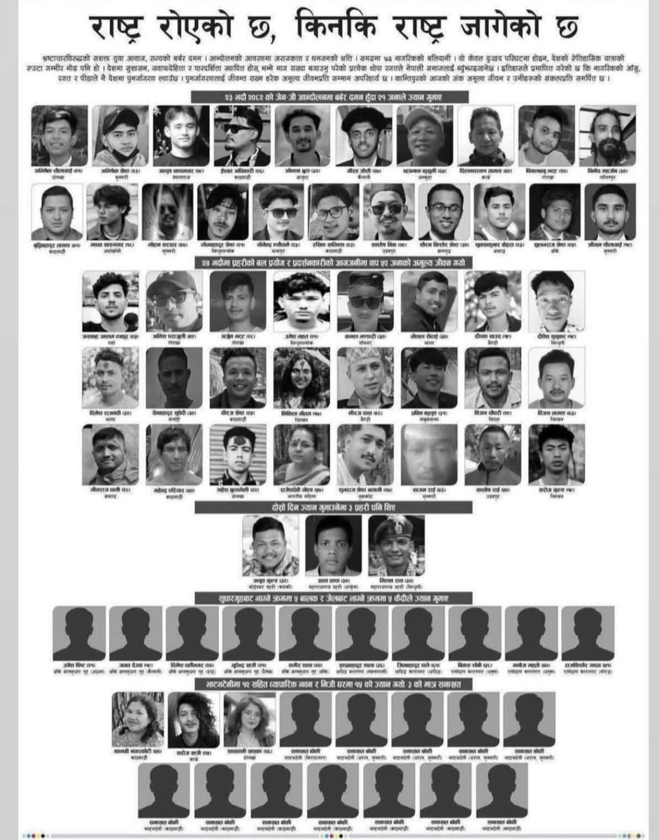 SKShah55's tweet photo. Rest in peace all departed beautiful bravery soul🕊️😭
You're a real hero you sacrifice your life for all Nepali &amp; corruption free Nepal.🇳🇵💔
#GenZ https://t.co/tFaixOKaI1