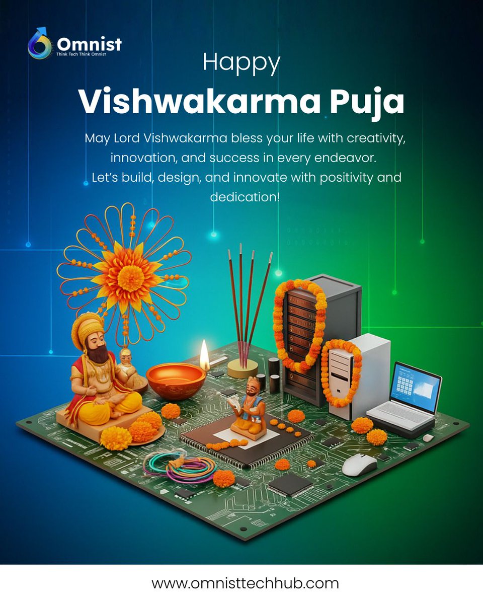 OmnistTechHub's tweet image. #OmnistTechhubSolutions wishes you a blessed #VishwakarmaPuja!🙏
May #LordVishwakarma bless your life with creativity, innovation, and success in every endeavor.
Let’s build, design, and innovate with positivity and dedication! 💡

#HappyVishwakarmaPuja #Innovation #OmnistTechhub