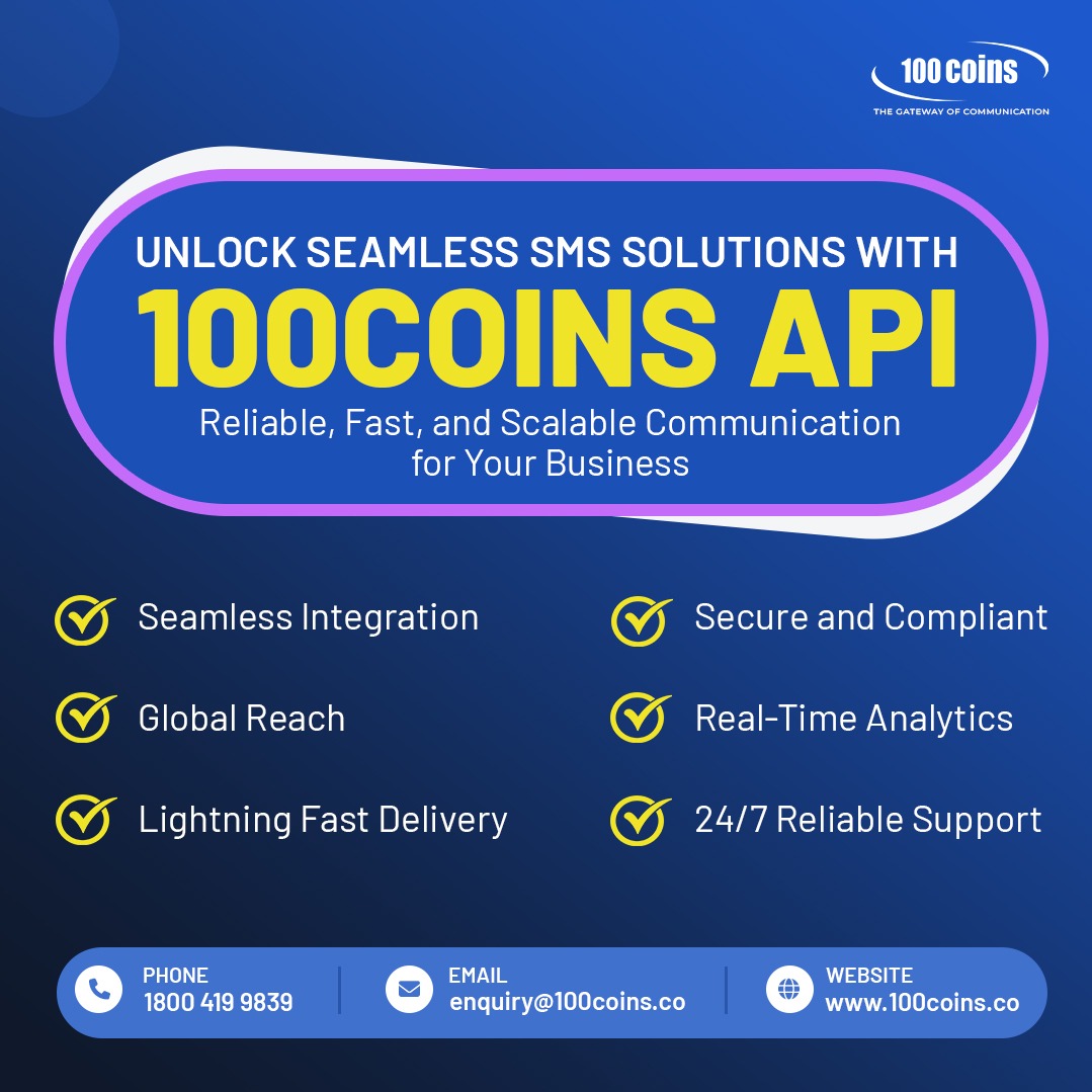 AditekSystemsPL's tweet image. Unlock Seamless SMS Solutions with 100Coins API

Seamless Integration
Lightning Fast Delivery
Secure and Compliant
Real-Time Analytics

Demo:connect.100coins.co/enterprise-mes…
Call–18004199839 or enterprise-support@100coins.co
#AditekSystemsPrivateLimited #100Coins #SMSAPI #CustomerService