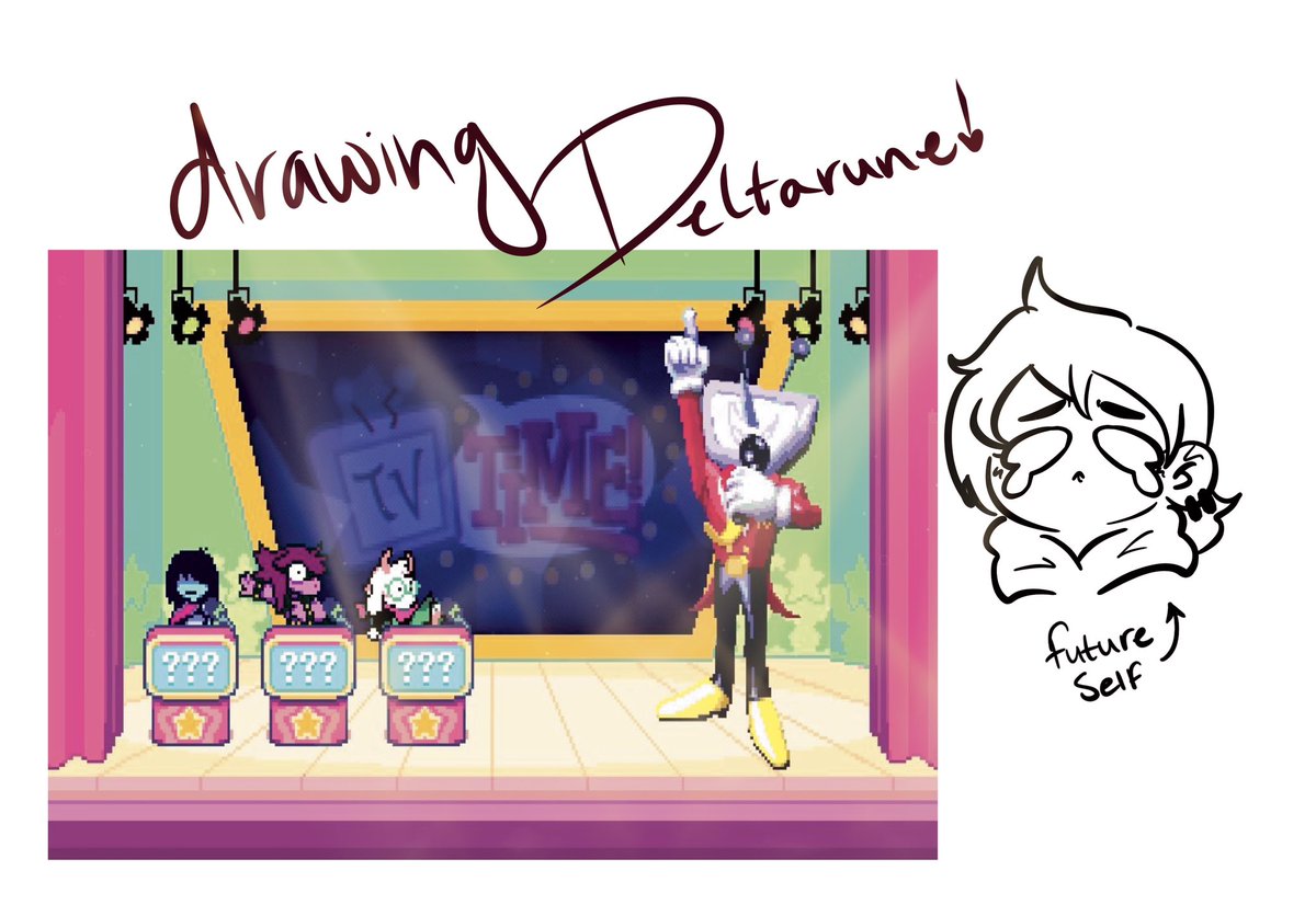 CinnamonBees_'s tweet photo. I love deltarune and have been working on this for 3 days, also Ik the Wallpaper is star people but got frustrated when it wasn’t turning out so went with something simple, still need to draw the main guys 
#DELTARUNE #tennaDeltarune #deltarunefanart #digitalart https://t.co/XXinmI03Db