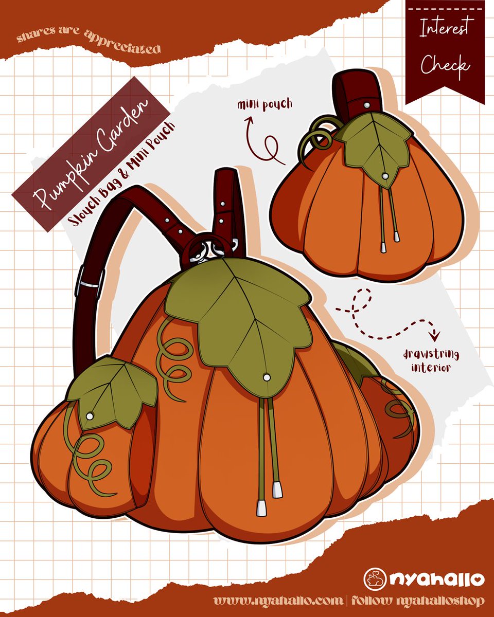 NyahalloShop's tweet photo. Pumpkin bags 🎃 Slouch bag or mini pouch? https://t.co/xvqXKGL06c