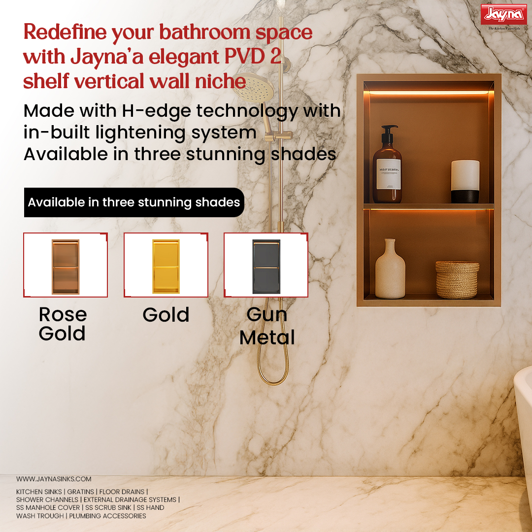 jaynasinks_'s tweet image. Upgrade your bathroom with our sleek PVD Wall Niche – crafted with PVD finishing, seamless H-edge tech &amp;amp; built-in lighting. Redefine storage with style &amp;amp; luxury.
#JaynaSinks #CraftingElegance #bathroomdecor #bathroomsolutions #wallniche