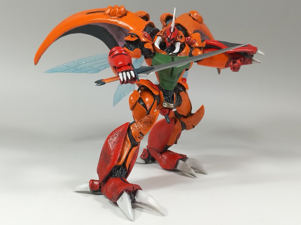 hidekai303's tweet image. レプラカ―ン完成！
多分87年頃発売された海洋堂のレジンキット
ご覧の通りアレンジが激しい造形だけど、当時のテイストが良く解る感じで面白いですよね

#プラモデル
#ダンバイン