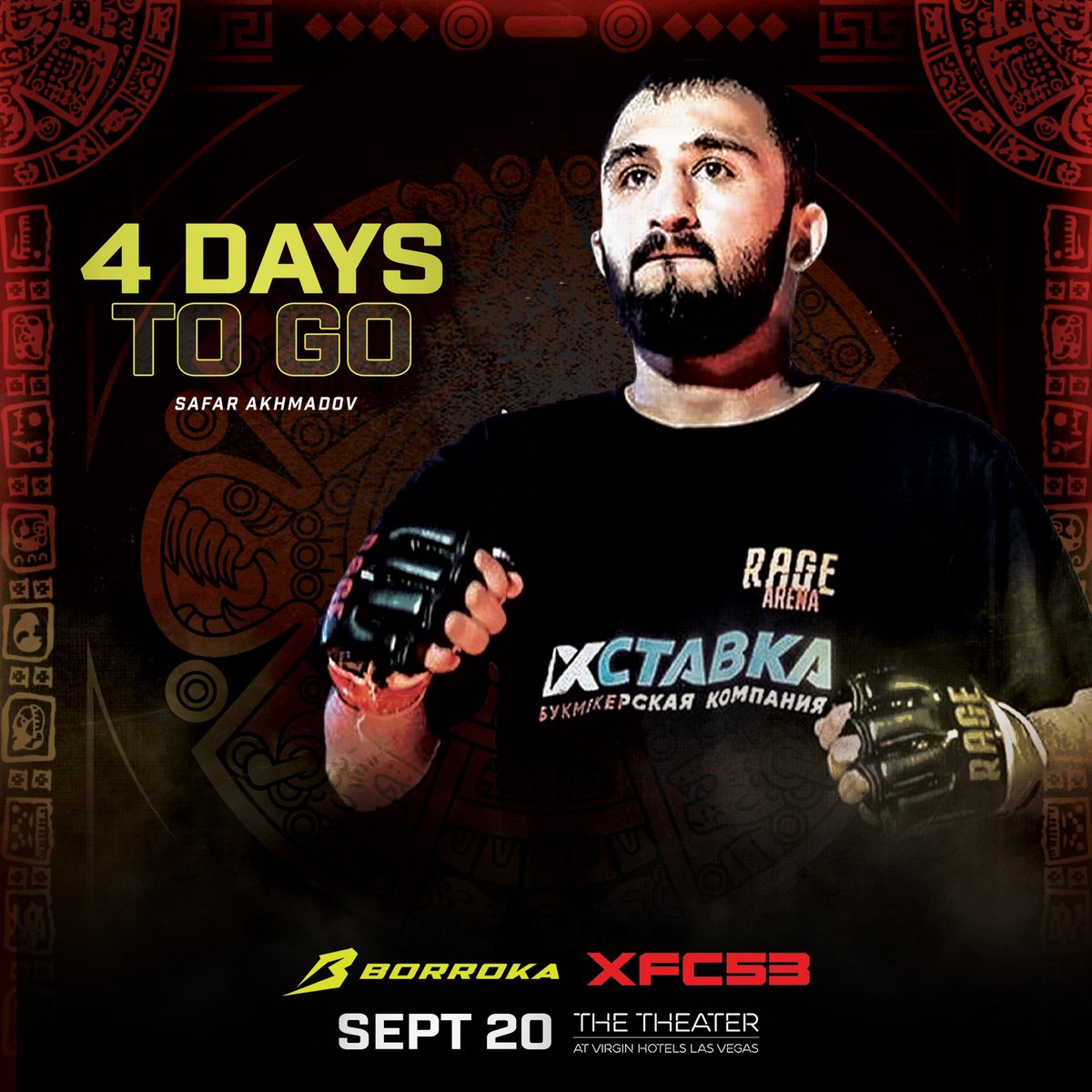 In 4 Days, top Kazakhstani prospect #SafarAkhmadov fights for the inaugural <a href="/BorrokaMMA/">Borroka MMA</a> Flyweight World Title at #XFC53! 🇰🇿

Saturday, Sept. 20
@VHLVTheater
#LasVegas, #Nevada

🎫: bit.ly/BorrokaXFC53_T…

#MMA
<a href="/XFCFight/">XFCFight</a>
<a href="/beINSPORTSUSA/">beIN SPORTS USA</a>
