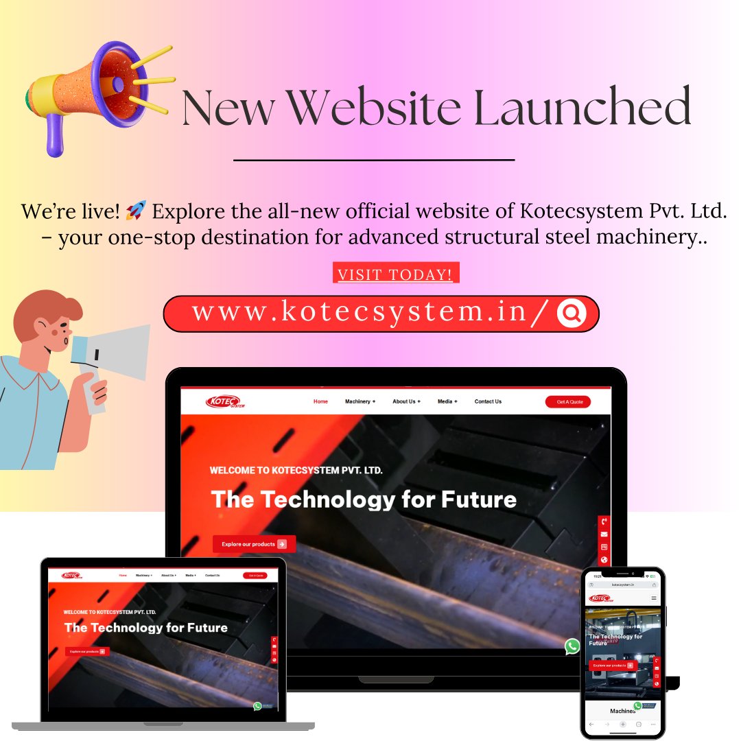 kotecsystem's tweet image. 🚀 Exciting News! Our new website kotecsystem.in is LIVE!

Explore CNC machinery solutions: drilling, band sawing, plasma, laser cutting &amp;amp; more.

 👉𝐕𝐢𝐬𝐢𝐭 𝐧𝐨𝐰: 

#kotecsystem #cncmachinery #Innovation #websitelaunch #newwebsite #cnc